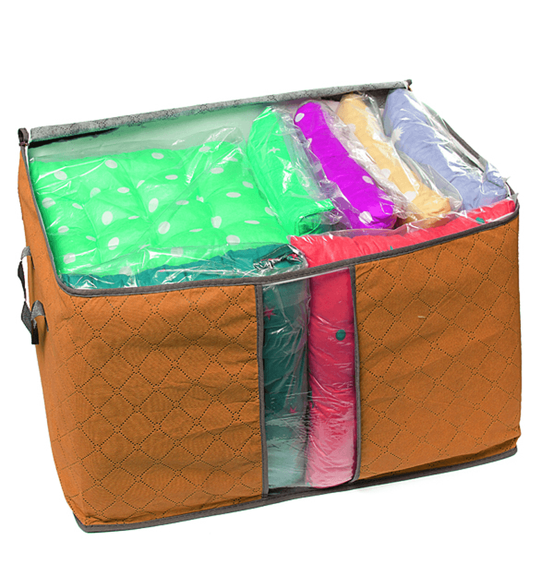 Foldable Clothes Storage Bag Pillow Blanket Quit Closet Organizer Pouch - MRSLM