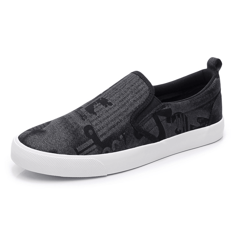 Men Canvas Breathable Slip on Comfy Casual Court Flat Shoes - MRSLM