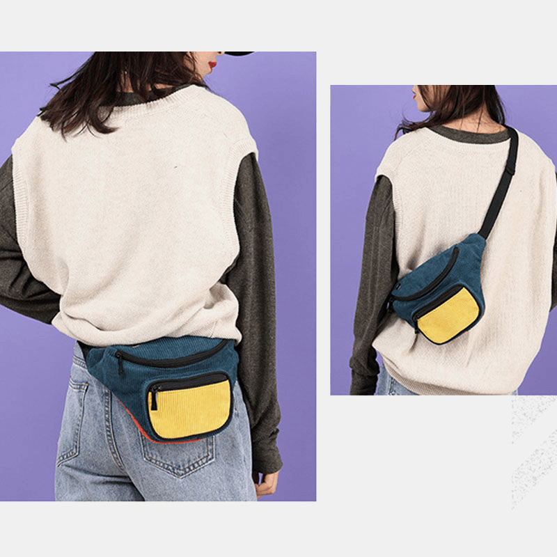 Women Men Fashion Multi-Color Waist Bag Shoulder Bag Chest Bag Crossbody Bag with Headphone Port - MRSLM