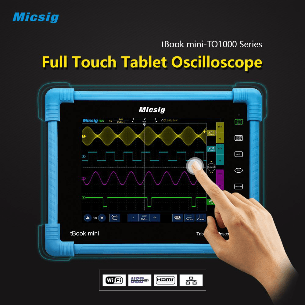 Micsig TO1102 Digital Tablet Oscilloscope 100Mhz 2CH 28Mpts Automotive Diagnostic Touchscreen Digital-Oscilloscope - MRSLM