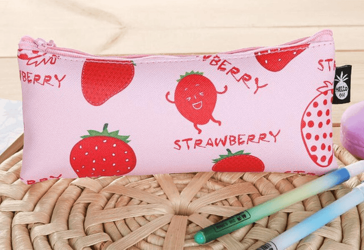 Creative Fruit Family PU Pencils Waterproof Student Pencil Case Storage Bag Stationery Pencil Bag - MRSLM