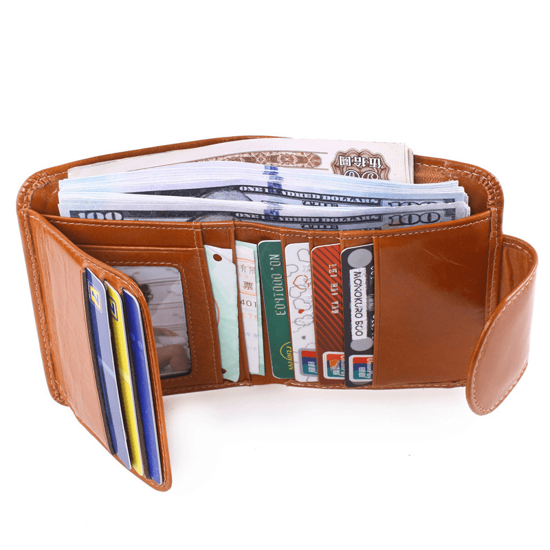 Women Genuine Leather Wallet Business Card Holder Purse - MRSLM