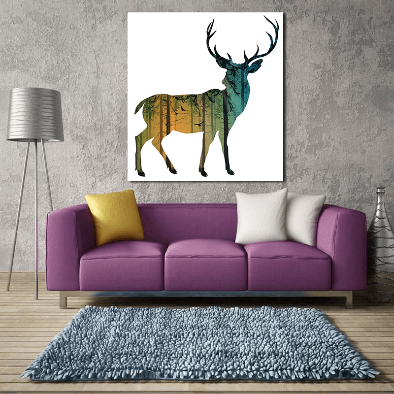 Miico Hand Painted Oil Paintings Simple Style-D Side Face Deer Wall Art for Home Decoration Paintings - MRSLM