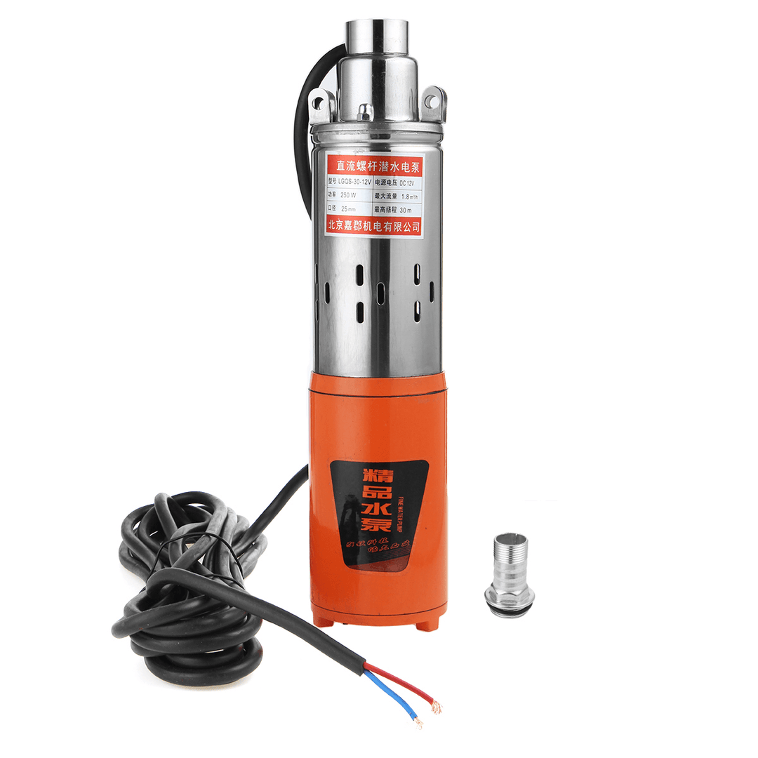 250W 12V/24V/48V Submersible Water Pump Portable Stainless Steel Water Pumping Device - MRSLM