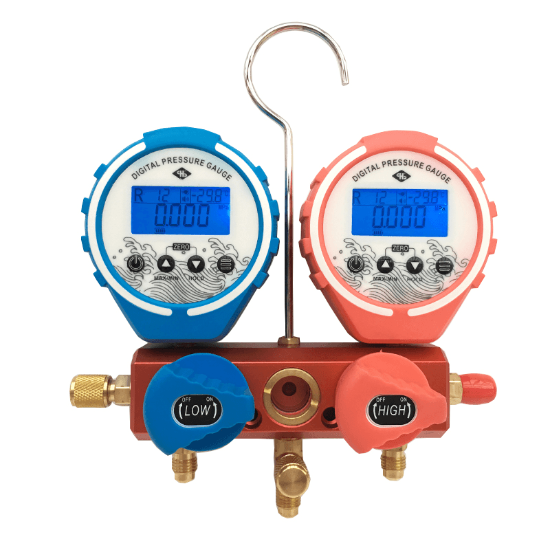 Digital Double Meter Valve Refrigeration Manifold Gauge Refrigerante Pressure Gauge Vacuum High Pressure Gauge - MRSLM