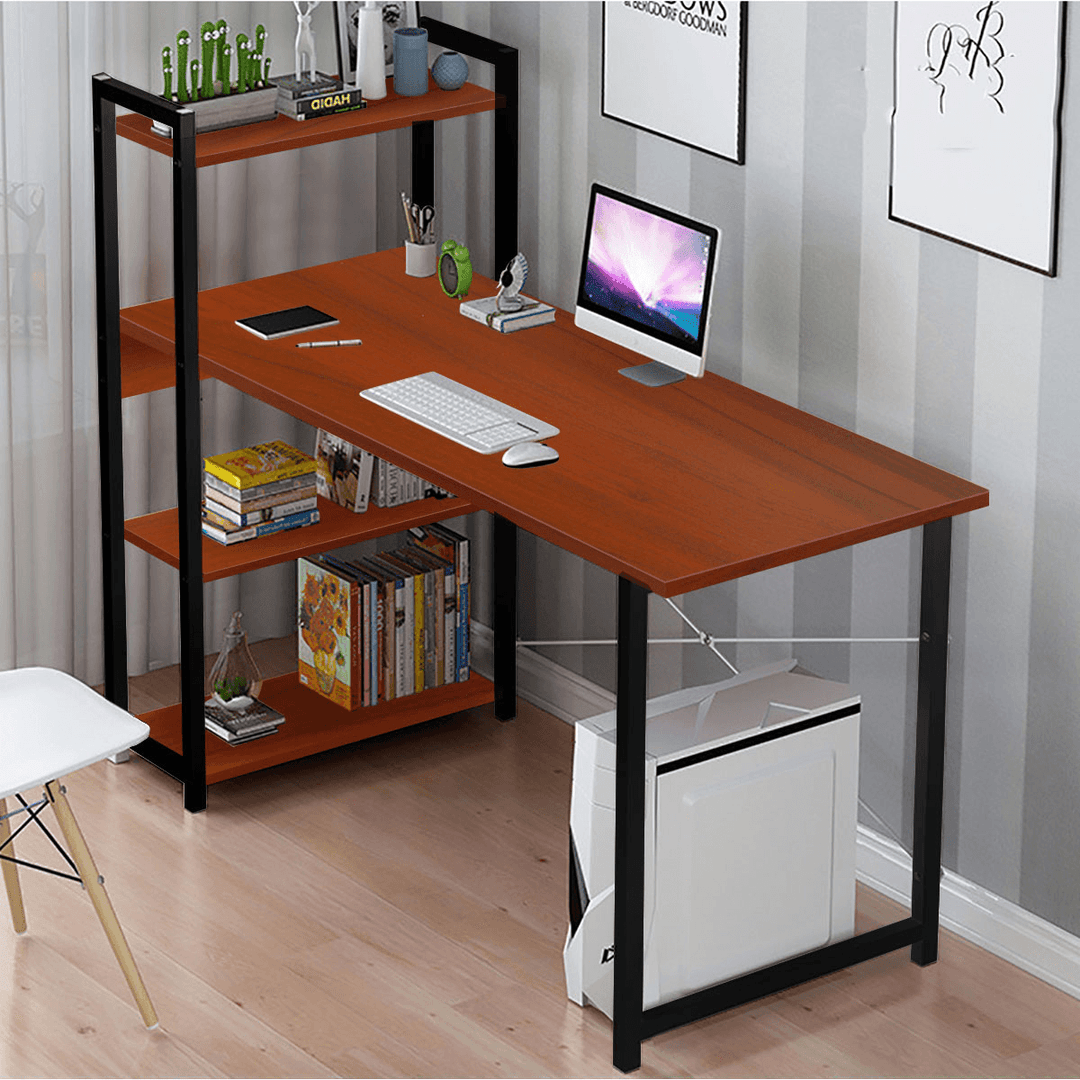 Computer Laptop Desk Writing Study Table Bookshelf Desktop Workstation with Storage Racks Home Office Furniture - MRSLM