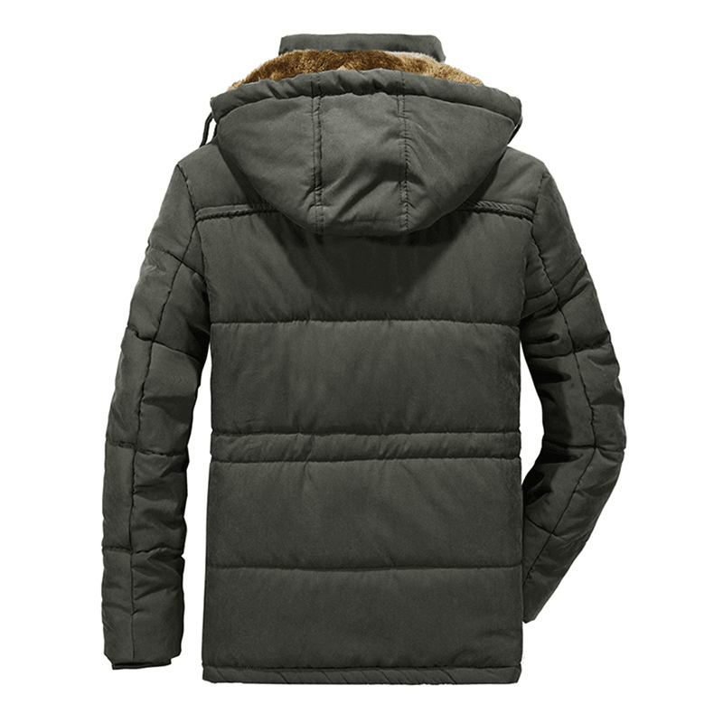 Mens Thick Multi Pockets Windproof Detachable Hooded Jacket - MRSLM