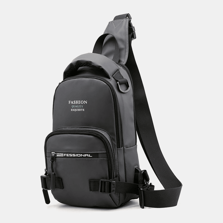 Men Fashion Waterproof Light Weight Sports Chest Bag Backpack with USB Charging Port - MRSLM