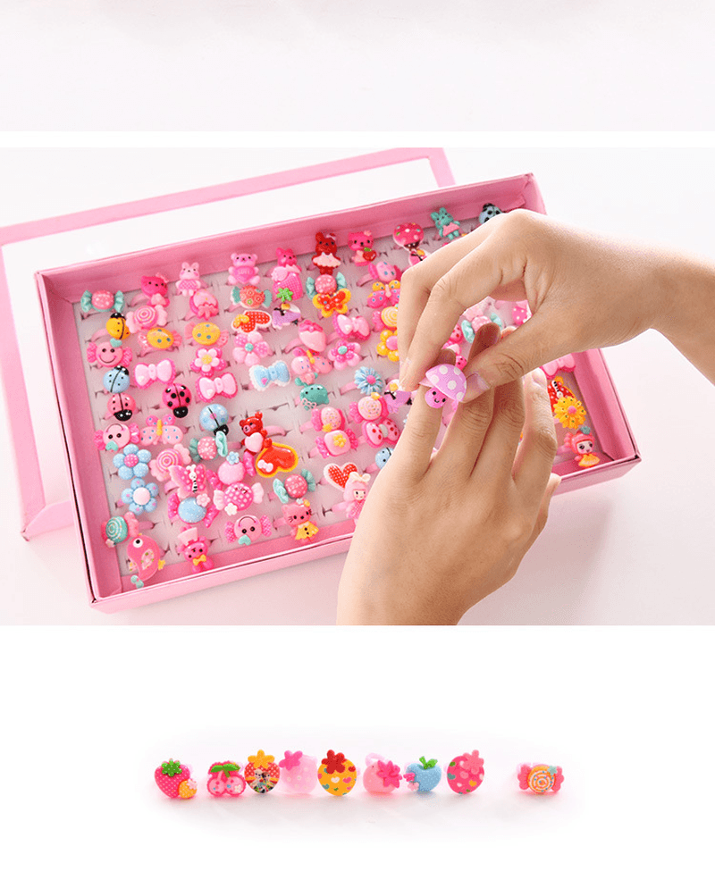 Cute Children'S Small Ring Mini Plastic Baby Kindergarten Creative Girl Toy Jewelry Index Finger Decorative Jewelry - MRSLM