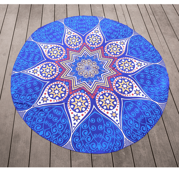 145Cm round Blue Fish Print Thin Chiffon Beach Shawl Mat Mandala Tablecloth Bed Sheet Tapestry - MRSLM