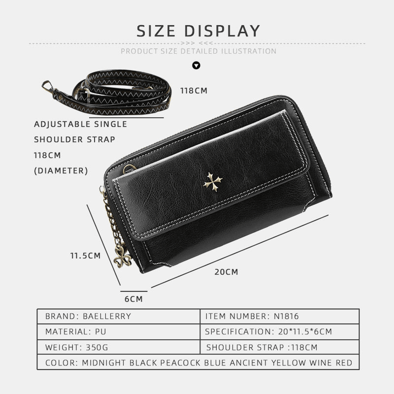 Women PU Leather Cross Flower Tassel Large Capacity Multi-Card Slot Phone Bag Crossbody Bag Shoulder Bag - MRSLM