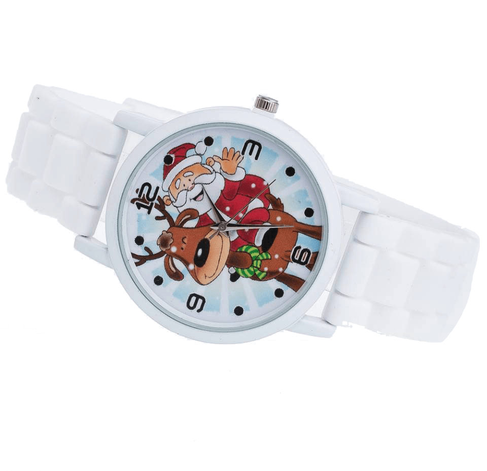 Cartoon Santa Claus and Reindeer Pattern Silicone Strap Watch Cute Kid Watch Fashion Children Quartz Watch - MRSLM