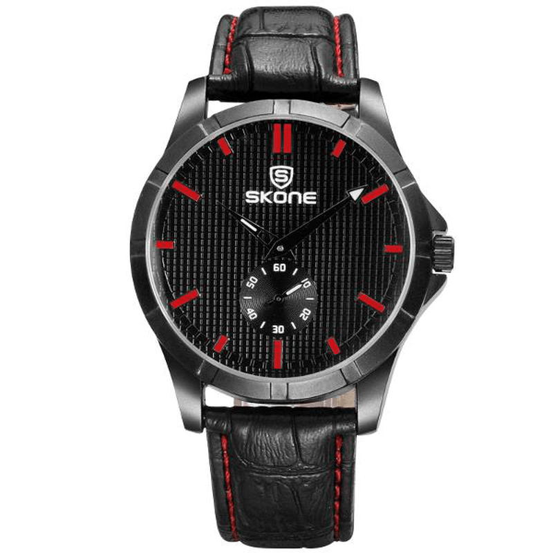 SKONE 3830 Fashion Business Man Wrist Watch Casual PU Strap Quartz Watch - MRSLM