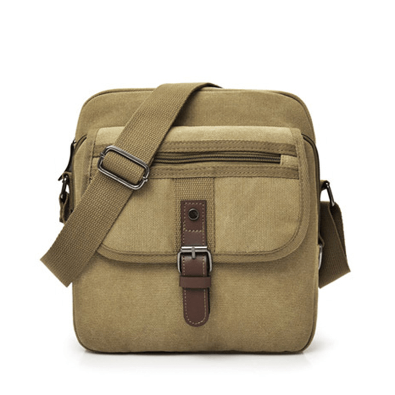 Men Canvas Multifunctional Vintage Crossbody Bag Shoulder Bag Casual Business Travel Pack - MRSLM