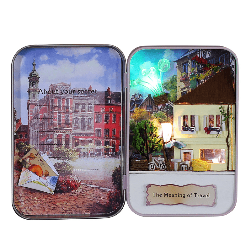 Iiecreate DIY Tin Box Secret Dollhouse with Light T-002 T-003 T-004 T-005 Gift Home Office Decor - MRSLM