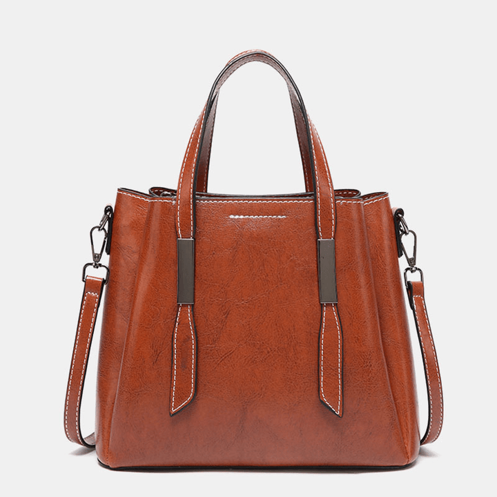 Women Casual Faxu Leather Handbag Shoulder Bag - MRSLM