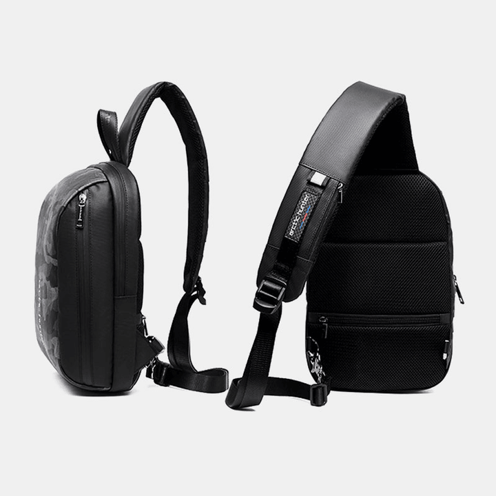 Men Fashion Casual Chest Bag Shoulder Bag Crossbody Bag with USB Charging Port - MRSLM