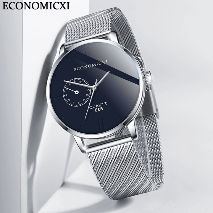 ECONOMICXI E65 Casual Style Ultra Thin Men Wrist Watch Mesh Steel Band Quartz Watches - MRSLM