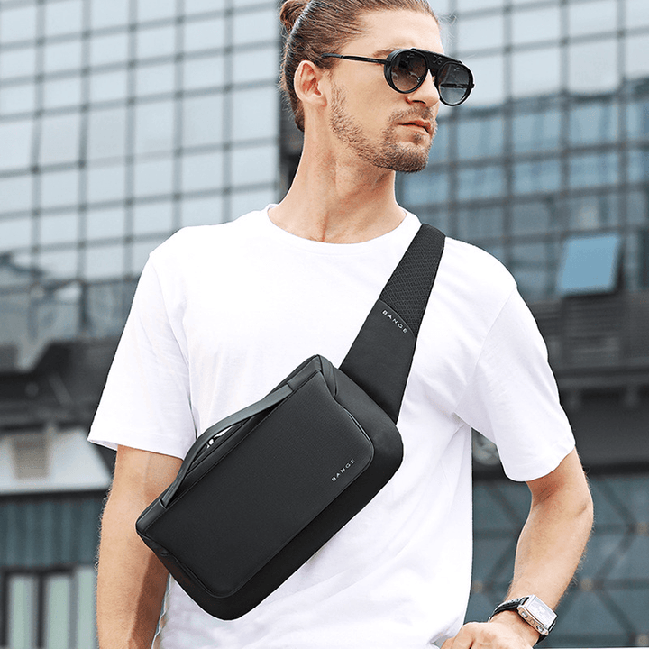 Men Multi-Carry Sport Casual Business Solid Color Shoulder Bag Chest Bag - MRSLM