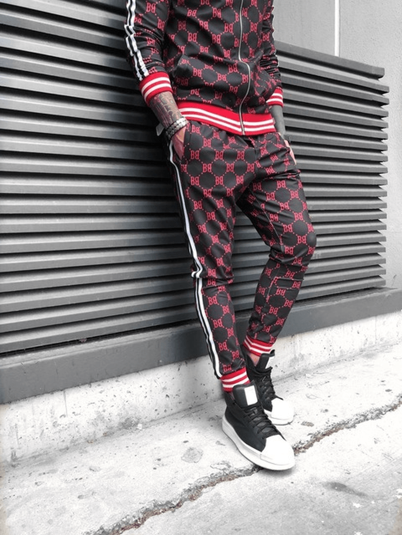 Sports Striped Sweatpants Men'S Youth Casual Plaid Pants - MRSLM