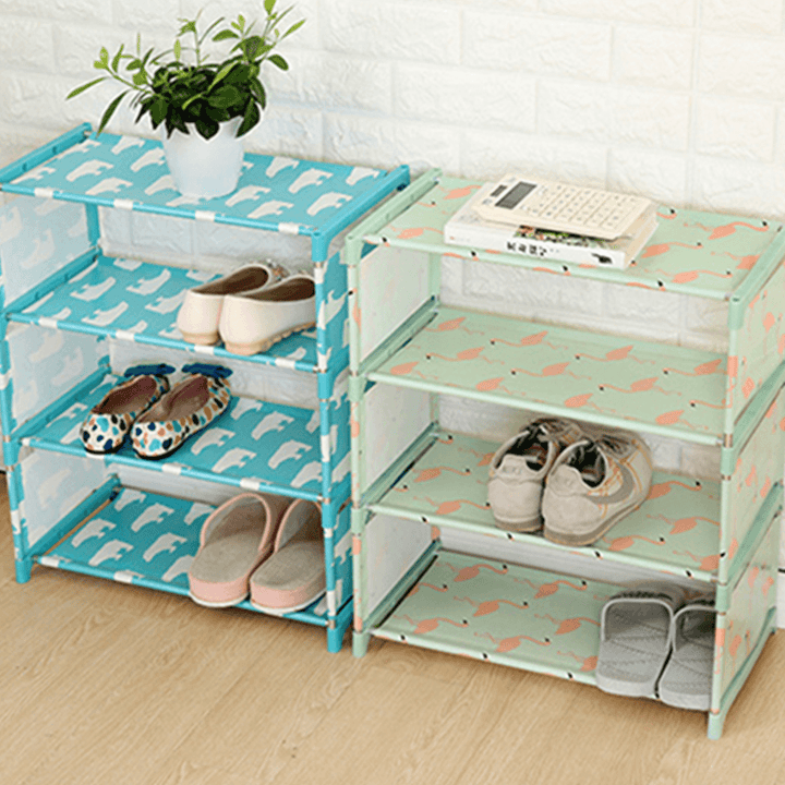 4 Layer Home Shoe Stand Wall Bench Rack Shelf Storage Baskets Closet Organizer Cabinet - MRSLM