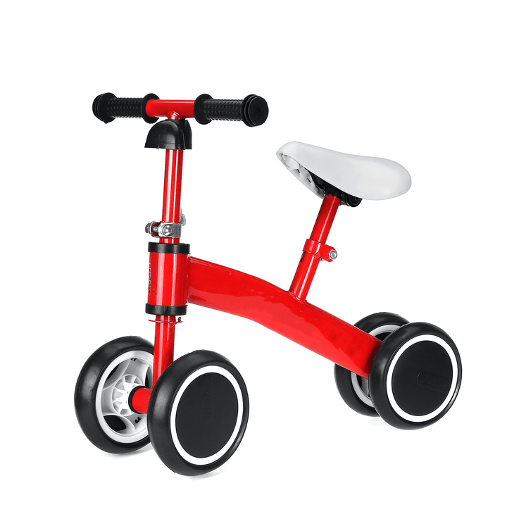 Baby Balance Bike 4 Wheels No Pedal Design Bicycle with Adjustable Seat Height Kids Training Walking Tricycle for 1-3 Years Old - MRSLM