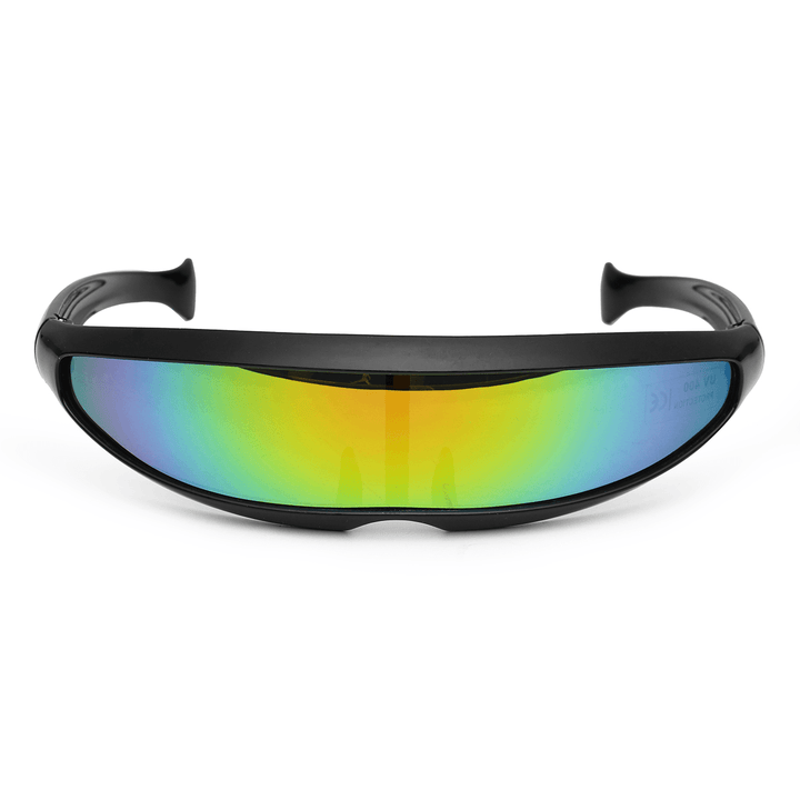 Party Glasses Novelty Futuristic Cyclops Mirrored Sunglasses Monoblock Alien - MRSLM