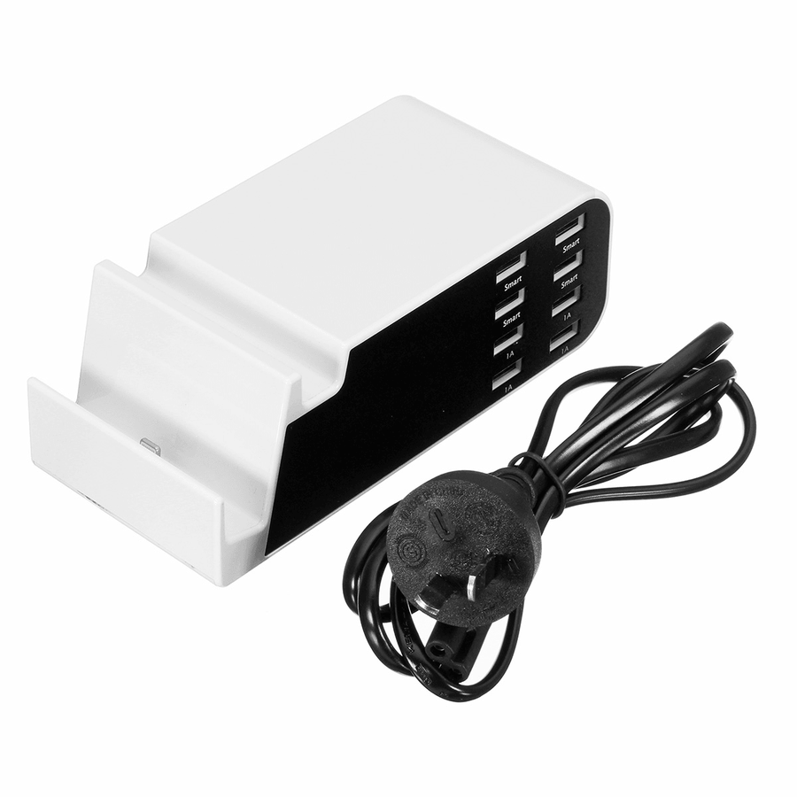 AC100-240V 8 Ports USB Charger Desktop Charger Phone Holder Charging Station - MRSLM