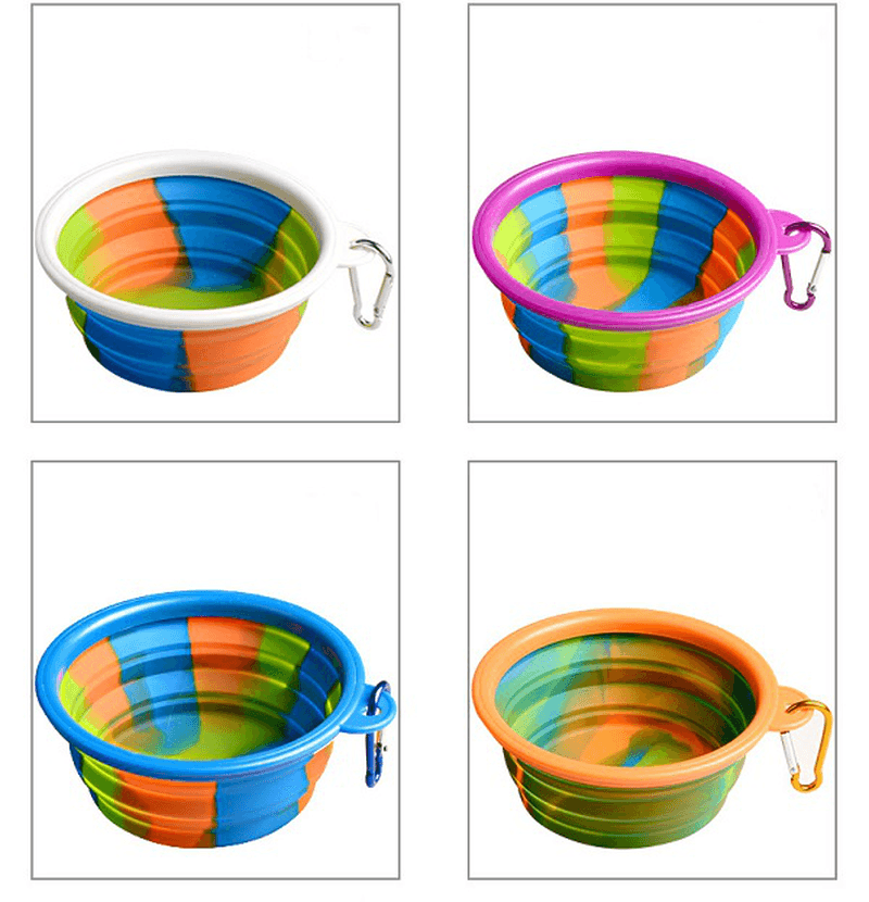 Camouflage Silicone Bowl Collapsible Portable Out Pet Bowl Cat and Dog Universal - MRSLM