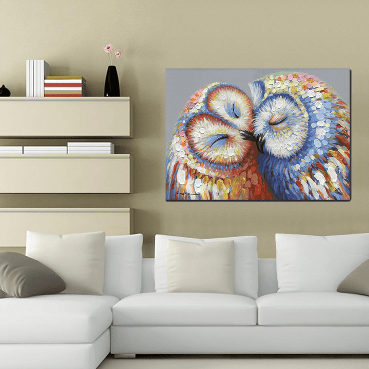 50*70CM Kissed Owl Couple Canvas Print Picture Wall Hang Art Home Wedding Decorations - MRSLM