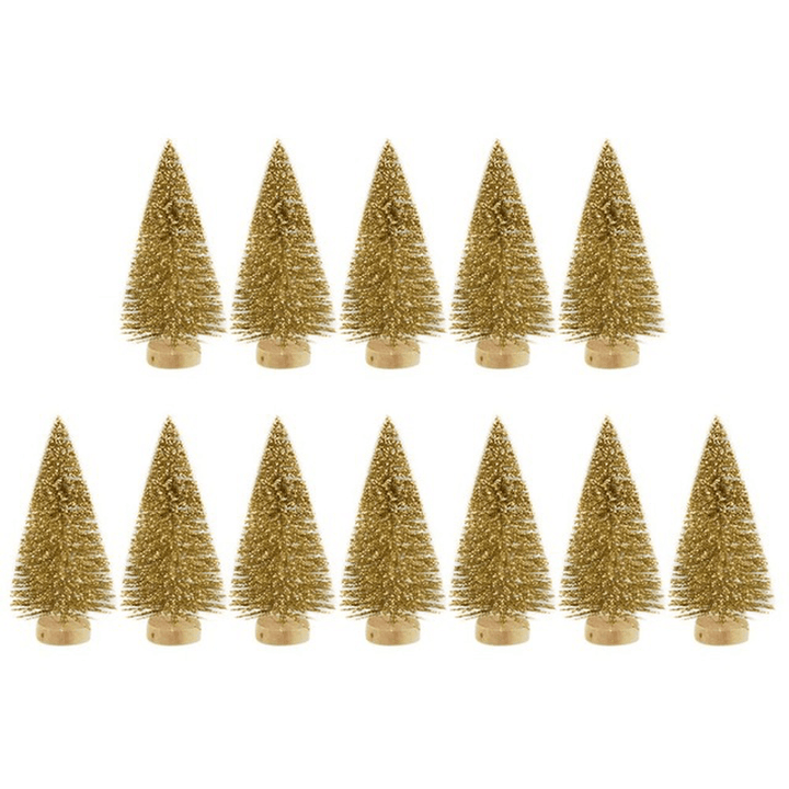 12 Pcs Mini Christmas Tree Sisal Silk Cedar Decor Small Christmas Tree Gold Silver Blue Green White Mini Christmas Tree - MRSLM