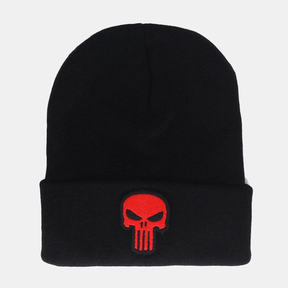 Unisex Skull Embroidered Casual Wild Knit Hat Wild Hat Hip-Hop Beanie Hat - MRSLM