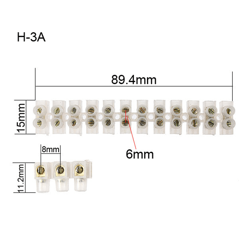 Excellway® PB02 3A Screw Terminal Block Connector 12 Position Barrier Terminal Blocks - MRSLM