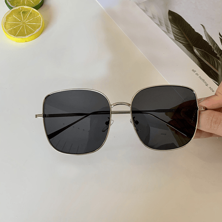 New Sunglasses Glasses Large Square Metal Shade Sunglasses - MRSLM