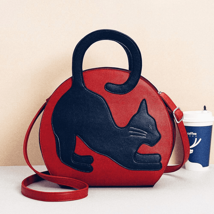 Women Cute Cat Pattern Expandable Handbag Crossbody Bag Fashion Bag - MRSLM