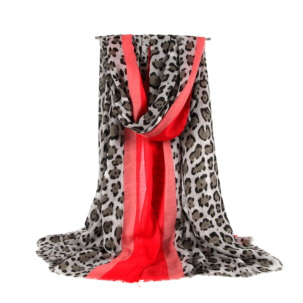 Classic Scarf Multicolor Cotton Linen Stripe Leopard Print Scarf - MRSLM