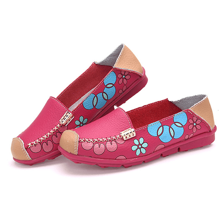 Women Flats Shoes Comfortable Breathable Slip on Flower Floral Flat Loafers Shoes - MRSLM