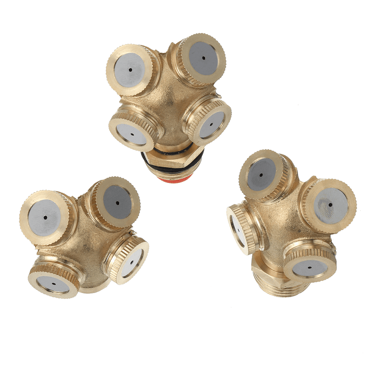 4 Hole Brass Spray Misting Nozzle Garden Sprinkler Irrigation Fitting Adjustable - MRSLM