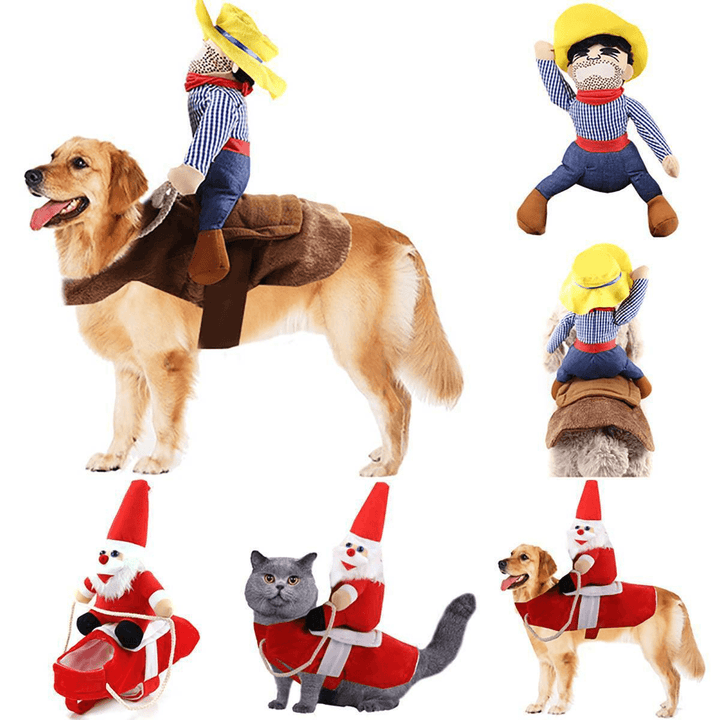 Funny Pet Dog Cat Puppy Costume Halloween Xmas Cowboy Fancy Dress Cute Coat for Dog Cat Pet Clothes - MRSLM