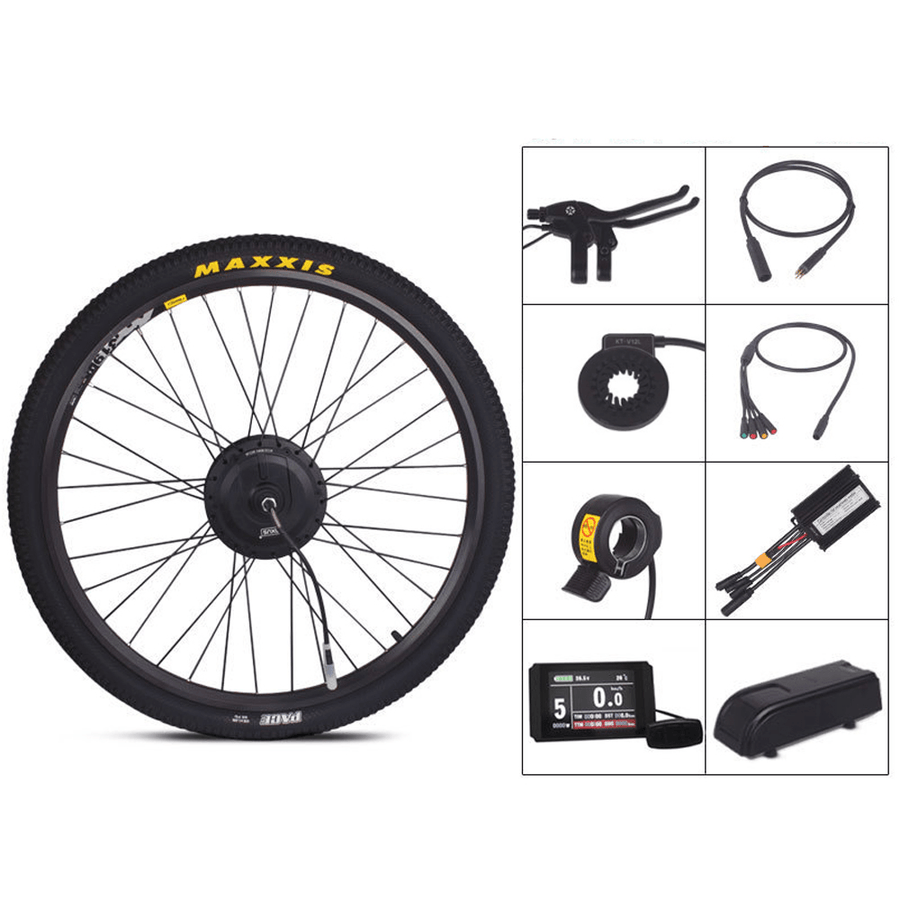 26Inch 36/48V 250-350W Rear Wheel Hub Motor Set with PAS Sensor Brake Throttle LCD Display Controller Box E-Bike Conversion Kit - MRSLM