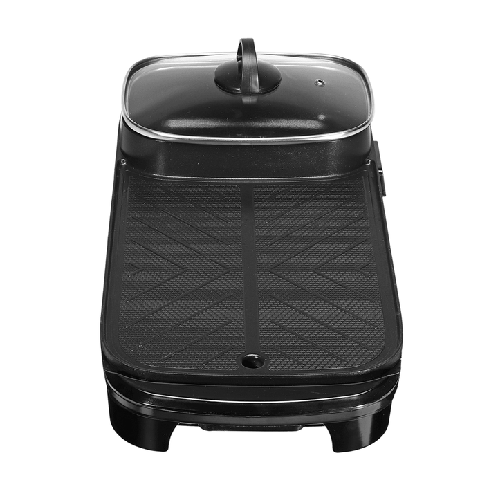 2 in 1 1200W Electric Hot Pot Multi-Functional BBQ Oven Electric Pan Non-Stick Cookware 220V US Plug - MRSLM