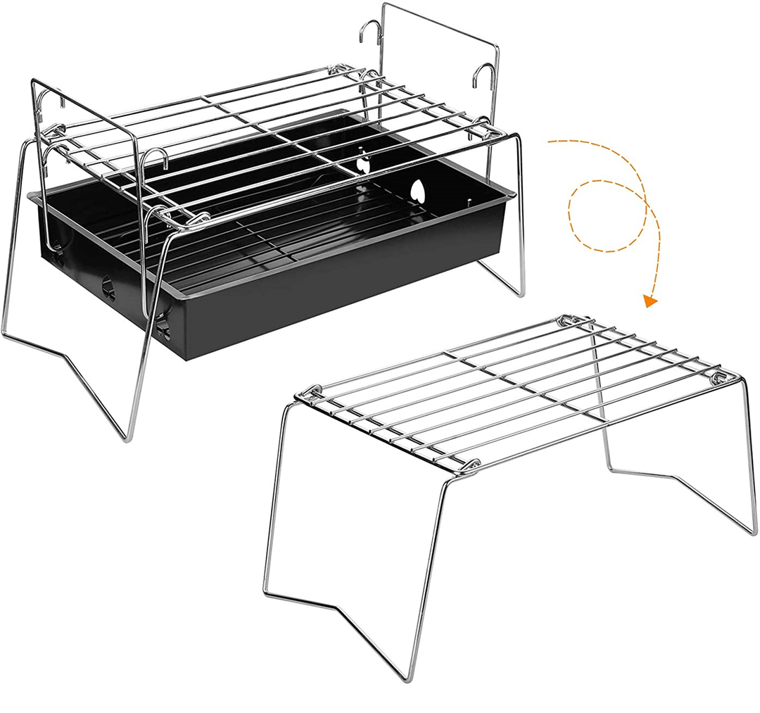 Fold Barbecue Charcoal Grill Stove Shish Kabob Stainless Steel BBQ Patio Camping - MRSLM