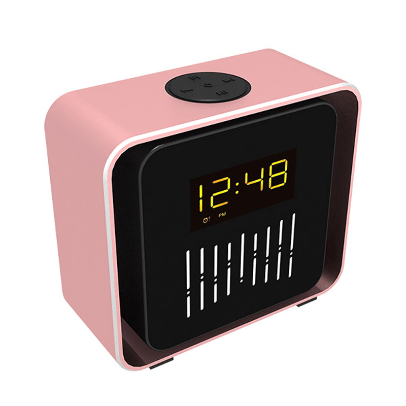 USB Charging LED BT/TF/FM Bluetooth Speaker 360 Rotation Radio Alarm Clock - MRSLM