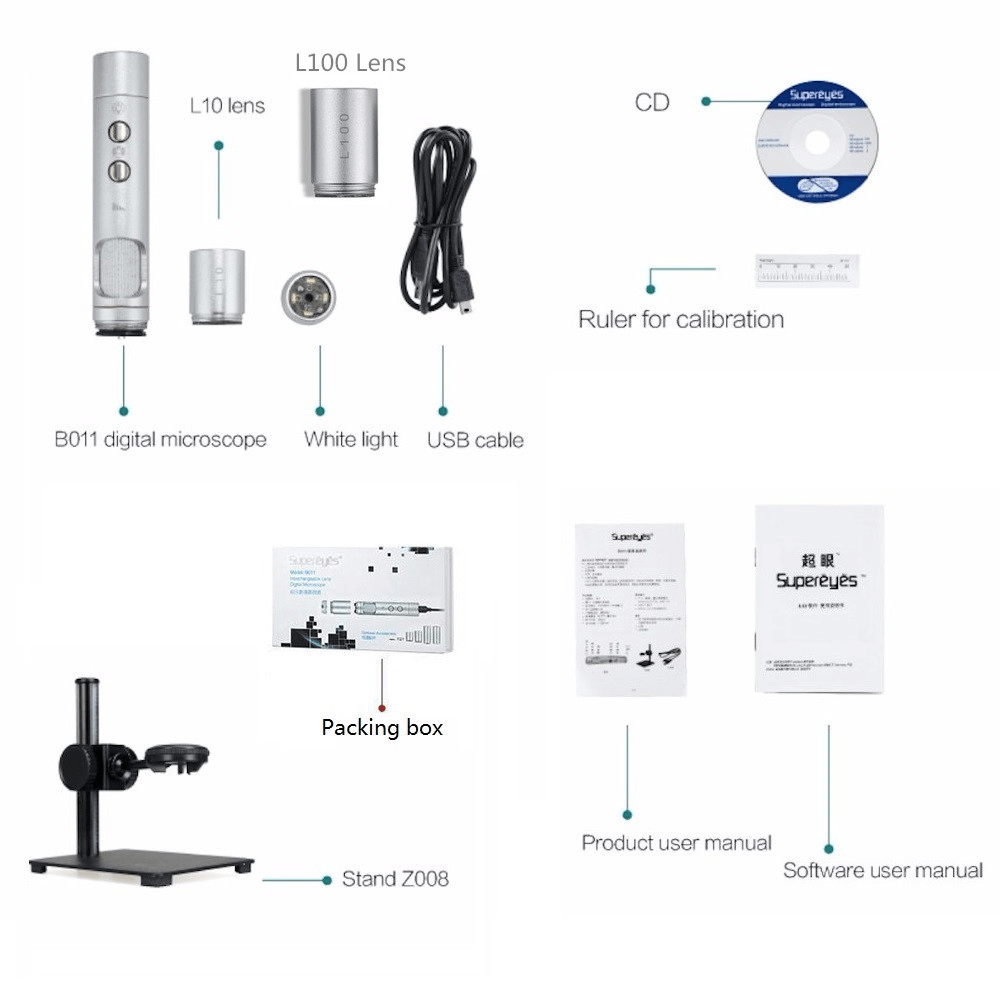 B011 Portable Handheld USB Digital Microscope 5MP 500X Magnifier Electronic Microscope Loupe for Industrial Mobile Phone Repair - MRSLM