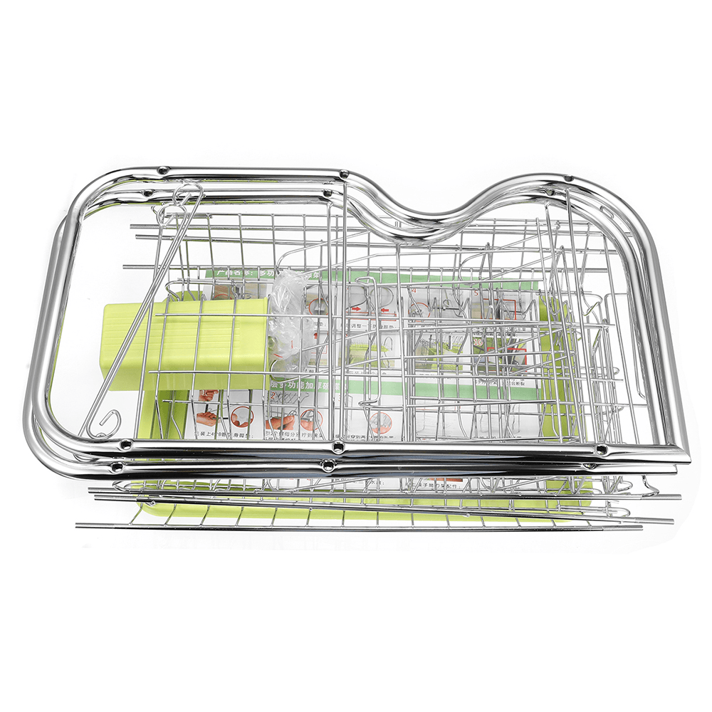 3 Tier Chrome Dish Drying Rack Drainer Cutlery Cups Holder Drip Kitchen Storage Arrangement for Dishes - MRSLM