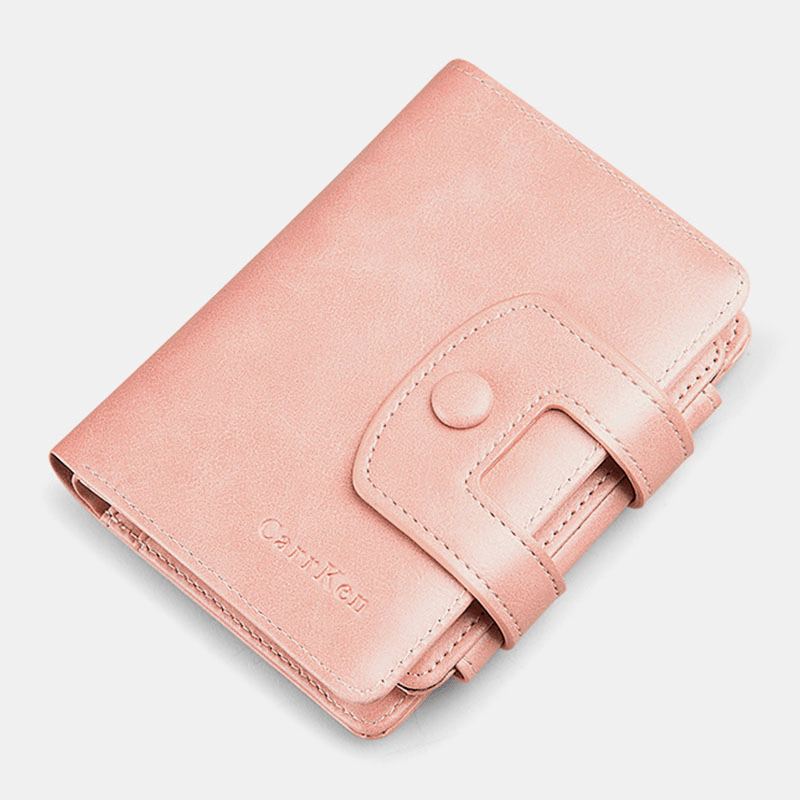 Women 10 Card Slots Solid Short Wallet Purse - MRSLM