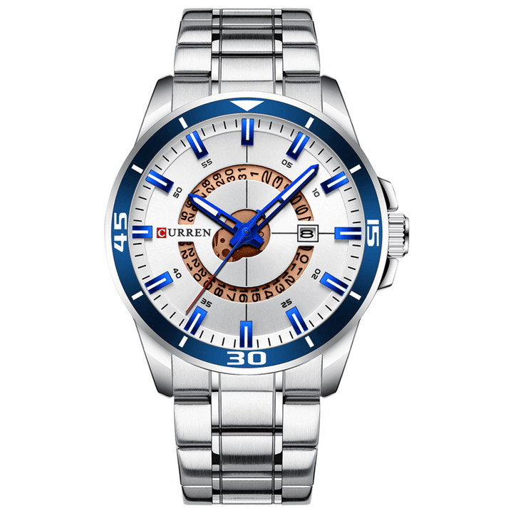 CURREN 8359 Calendar Full Steel Business Style Men Waterproof Quartz Watch - MRSLM