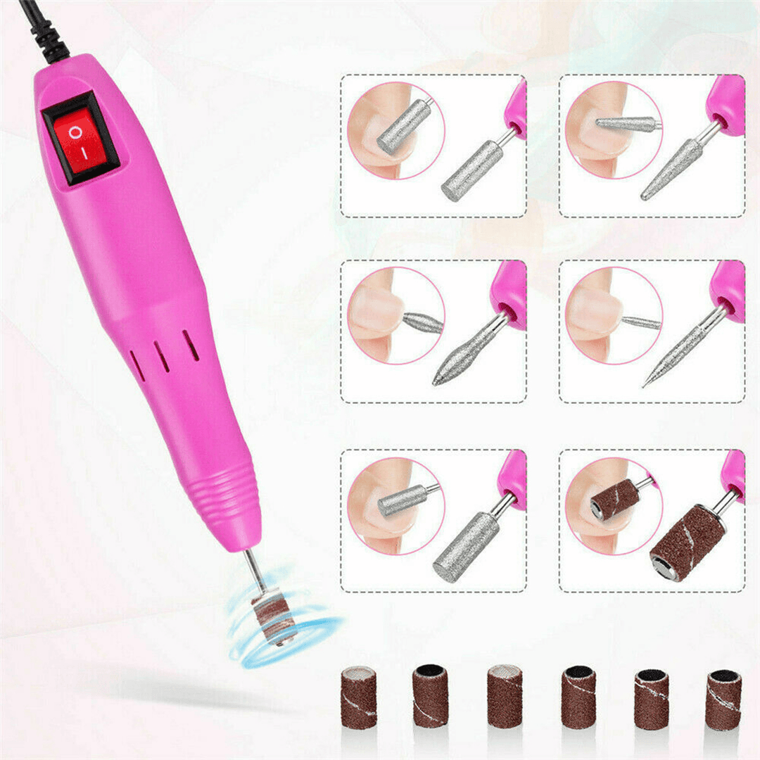 110/220V Electric Nail Drill Pen Set Nail File Art Manicure Pedicure Polish Tools - MRSLM