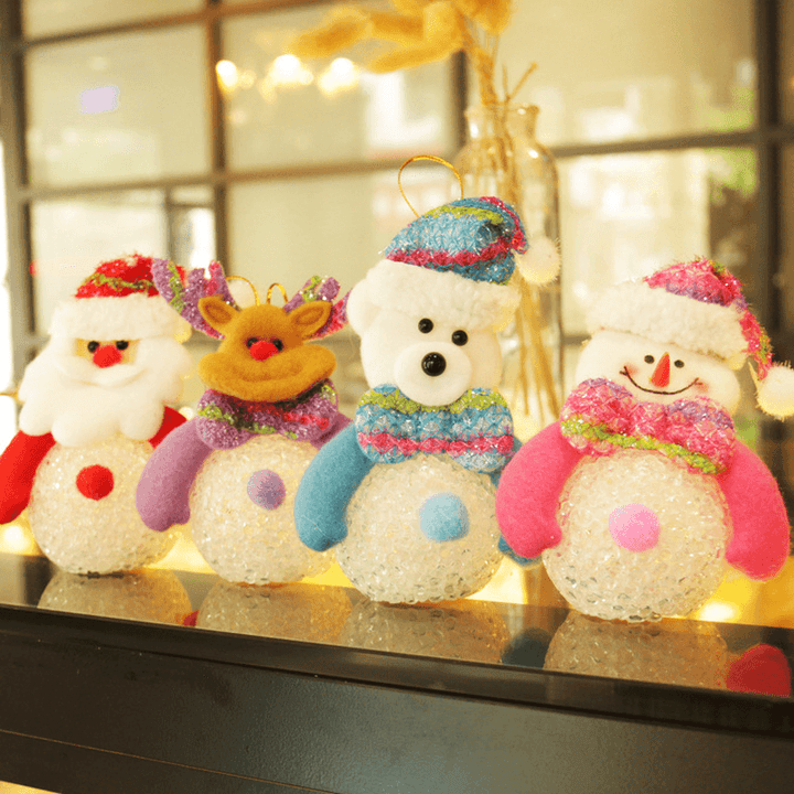 Christmas 2017 LED Lights Snowman Santa Claus Ornament Christmas Tree Party Decor Desktop Decoration - MRSLM