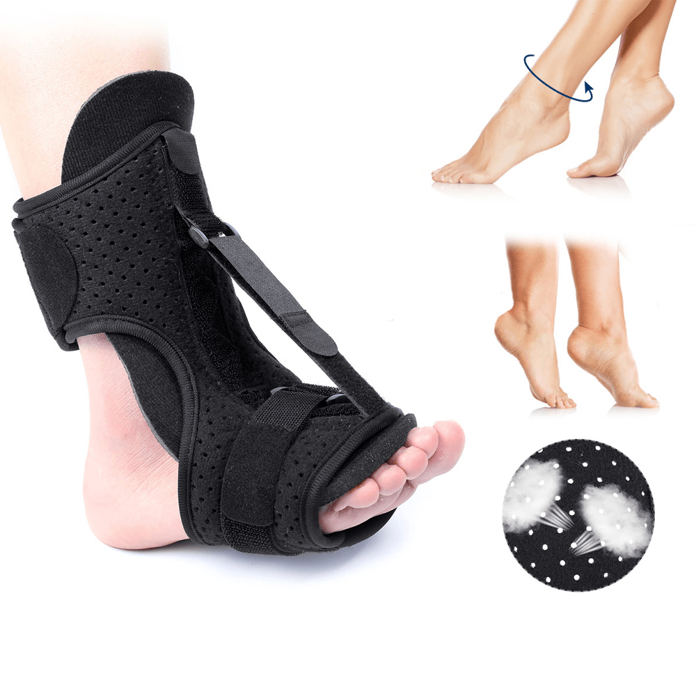 Adjustable Plantar Support Elastic Foot Splint Protector Orthotic Foot Drop Brace Achilles Heel Ankle Ache Alleviate with Massage Ball Elastic Strap - MRSLM